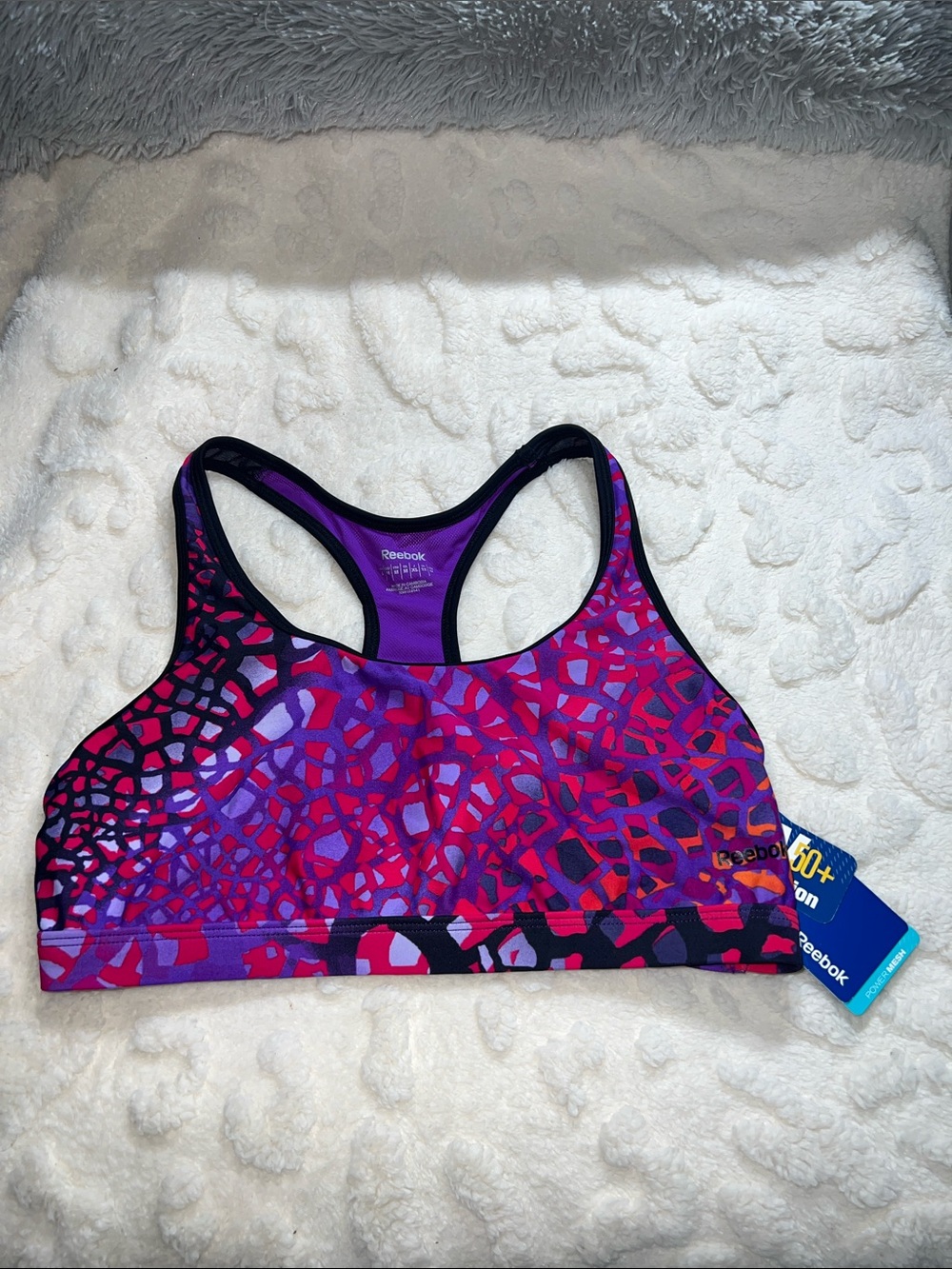 Reebok Multi-Colored Graphic Animal Patterned Racerback Sports Bra Size Med NWT